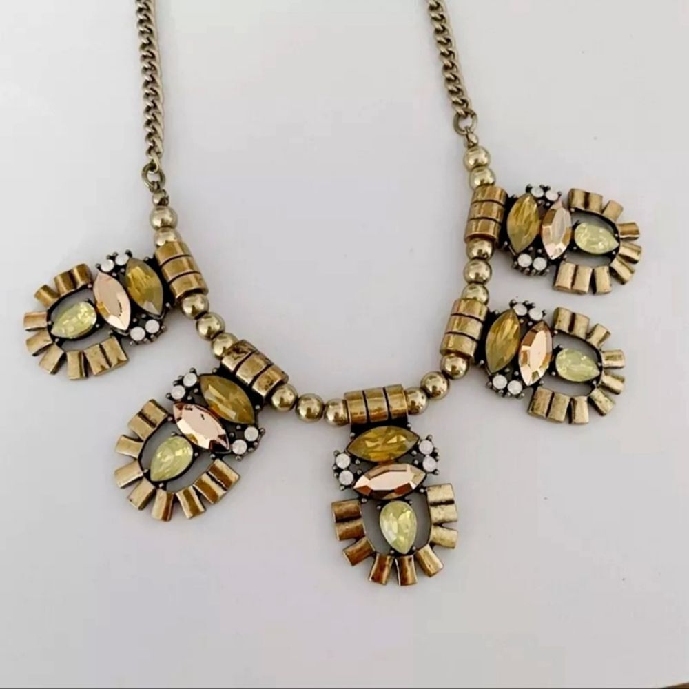 CHICO'S ANTIQUE GOLD TONE YELLOW 16"-20" NECKLACE GOLD STATEMENT NECKLACE